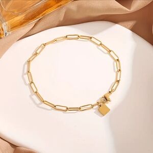 18 KT Gold Over Titanium Bracelet With Charm